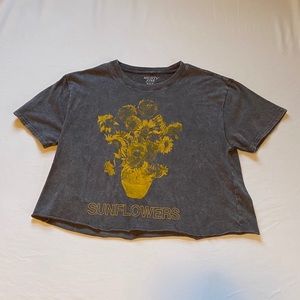 Mighty Fine Sunflower Cropped Graphic Tee